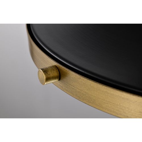 Main product image of Lafayette 1 Light Flush Mount Fixture 14 Inches Matte Black Finish w/ Natural Brass Accents and White Opal Glass