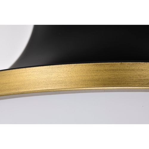 Main product image of Lafayette 1 Light Flush Mount Fixture 14 Inches Matte Black Finish w/ Natural Brass Accents and White Opal Glass