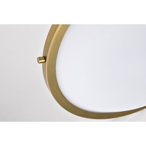 Main product image of Lafayette 1 Light Flush Mount Fixture 14 Inches Matte Black Finish w/ Natural Brass Accents and White Opal Glass
