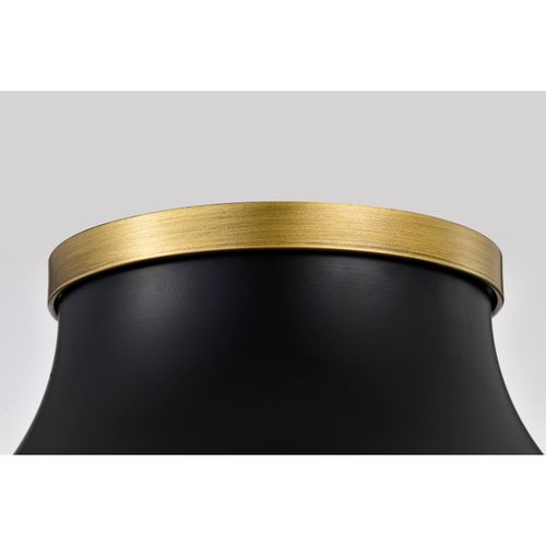 Main product image of Lafayette 3 Light Flush Mount Fixture 18 Inches Matte Black Finish w/ Natural Brass Accents and White Opal Glass