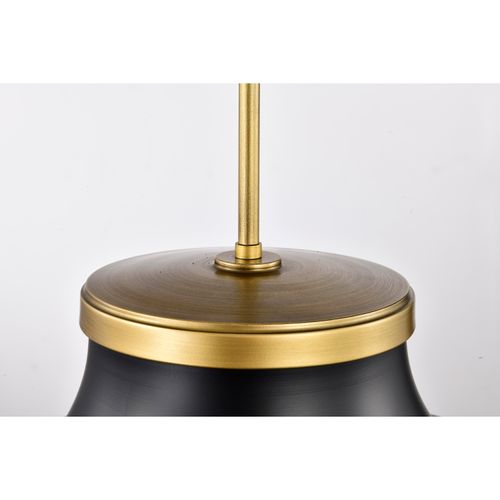 Main product image of Lafayette 3 Light Pendant 18 Inches Matte Black Finish w/ Natural Brass Accents and White Opal Glass