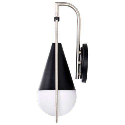 Main product image of Admiral 1 Light Wall Sconce Matte Black and Brushed Nickel Finish White Opal Glass