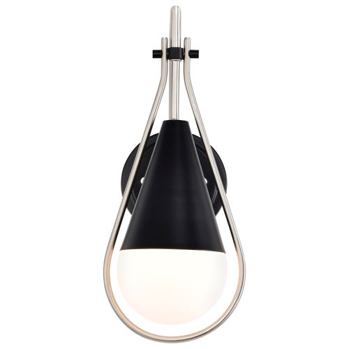 Main product image of Admiral 1 Light Wall Sconce Matte Black and Brushed Nickel Finish White Opal Glass
