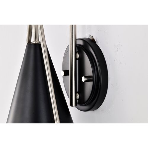 Main product image of Admiral 1 Light Wall Sconce Matte Black and Brushed Nickel Finish White Opal Glass