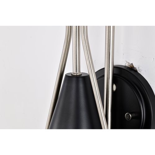 Main product image of Admiral 1 Light Wall Sconce Matte Black and Brushed Nickel Finish White Opal Glass