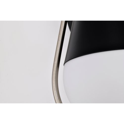 Main product image of Admiral 1 Light Wall Sconce Matte Black and Brushed Nickel Finish White Opal Glass