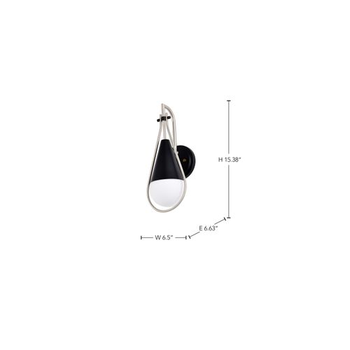 Main product image of Admiral 1 Light Wall Sconce Matte Black and Brushed Nickel Finish White Opal Glass