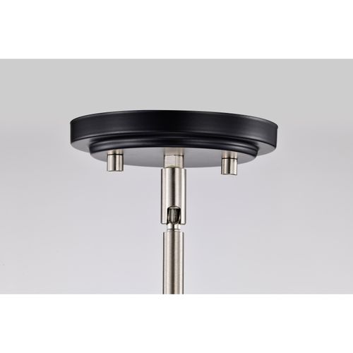 Main product image of Admiral 1 Light Pendant 6 Inches Matte Black and Brushed Nickel Finish White Opal Glass