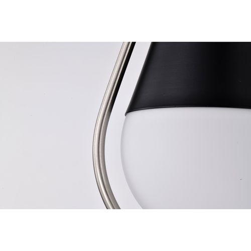 Main product image of Admiral 1 Light Pendant 6 Inches Matte Black and Brushed Nickel Finish White Opal Glass