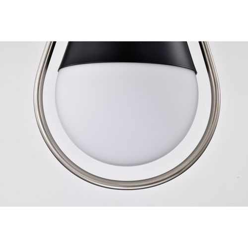Main product image of Admiral 1 Light Pendant 6 Inches Matte Black and Brushed Nickel Finish White Opal Glass