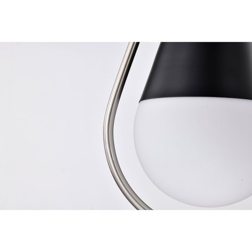 Main product image of Admiral 1 Light Pendant 10 Inches Matte Black and Brushed Nickel Finish White Opal Glass