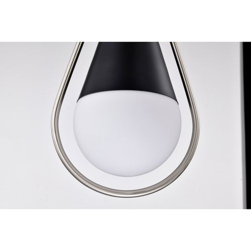 Main product image of Admiral 1 Light Pendant 10 Inches Matte Black and Brushed Nickel Finish White Opal Glass