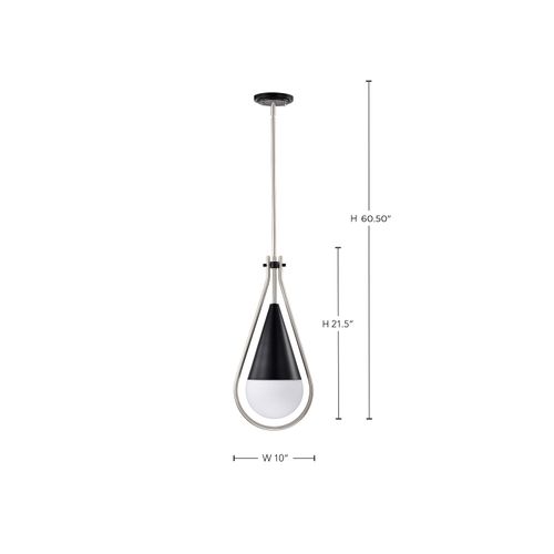 Main product image of Admiral 1 Light Pendant 10 Inches Matte Black and Brushed Nickel Finish White Opal Glass