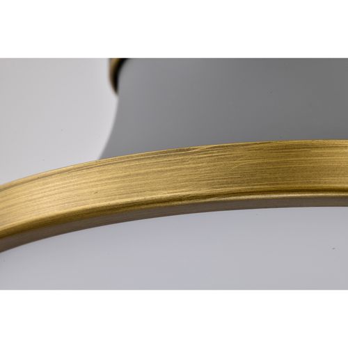 Main product image of Lafayette 1 Light Flush Mount Fixture 14 Inches Gray Finish w/ Natural Brass Accents and White Opal Glass