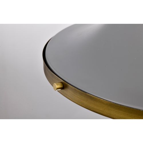 Main product image of Lafayette 3 Light Flush Mount Fixture 18 Inches Gray Finish w/ Natural Brass Accents and White Opal Glass