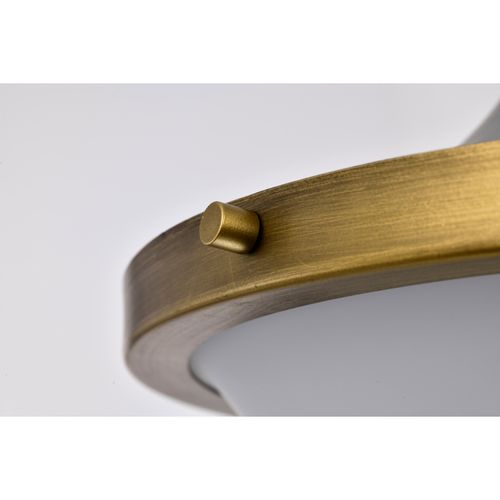 Main product image of Lafayette 3 Light Flush Mount Fixture 18 Inches Gray Finish w/ Natural Brass Accents and White Opal Glass