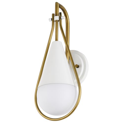 Main product image of Admiral 1 Light Wall Sconce Matte White and Natural Brass Finish White Opal Glass