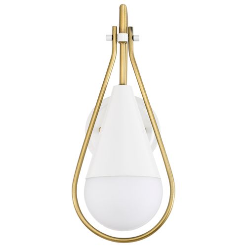 Main product image of Admiral 1 Light Wall Sconce Matte White and Natural Brass Finish White Opal Glass