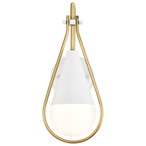 Main product image of Admiral 1 Light Wall Sconce Matte White and Natural Brass Finish White Opal Glass