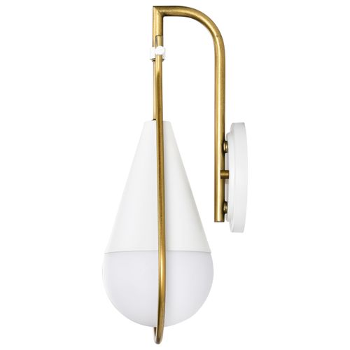 Main product image of Admiral 1 Light Wall Sconce Matte White and Natural Brass Finish White Opal Glass