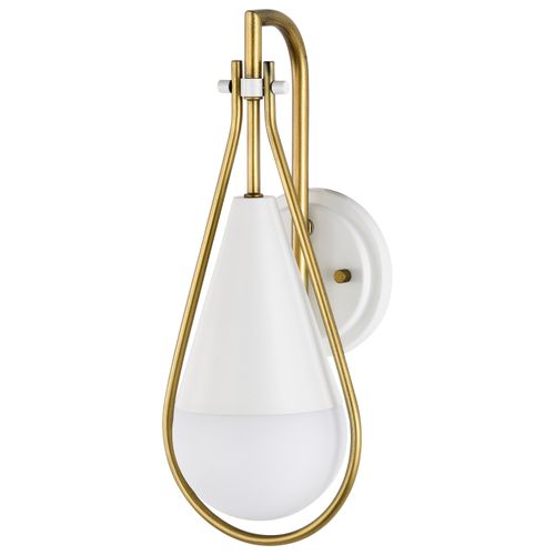 Main product image of Admiral 1 Light Wall Sconce Matte White and Natural Brass Finish White Opal Glass