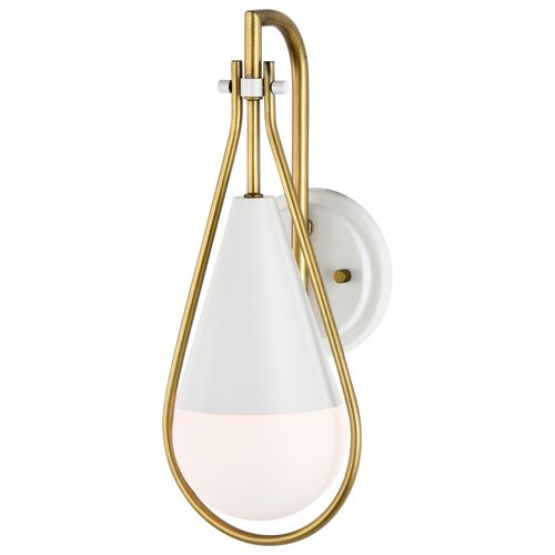 Main product image of Admiral 1 Light Wall Sconce Matte White and Natural Brass Finish White Opal Glass