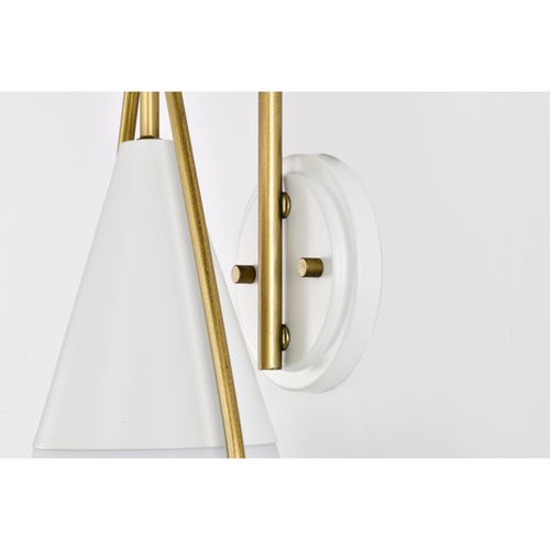 Main product image of Admiral 1 Light Wall Sconce Matte White and Natural Brass Finish White Opal Glass