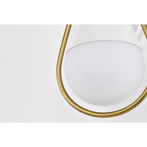 Main product image of Admiral 1 Light Wall Sconce Matte White and Natural Brass Finish White Opal Glass