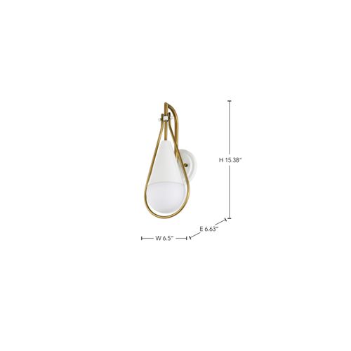 Main product image of Admiral 1 Light Wall Sconce Matte White and Natural Brass Finish White Opal Glass