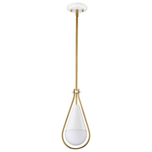 Main product image of Admiral 1 Light Pendant 6 Inches Matte White and Natural Brass Finish White Opal Glass