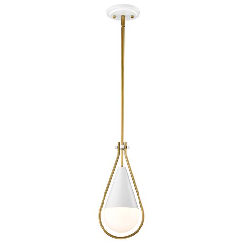 Main product image of Admiral 1 Light Pendant 6 Inches Matte White and Natural Brass Finish White Opal Glass