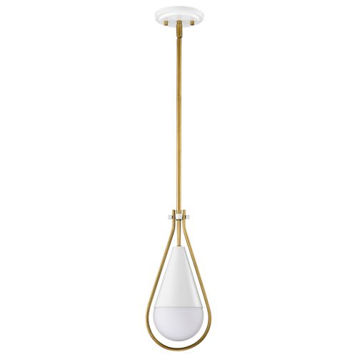 Main product image of Admiral 1 Light Pendant 6 Inches Matte White and Natural Brass Finish White Opal Glass