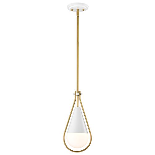 Main product image of Admiral 1 Light Pendant 6 Inches Matte White and Natural Brass Finish White Opal Glass