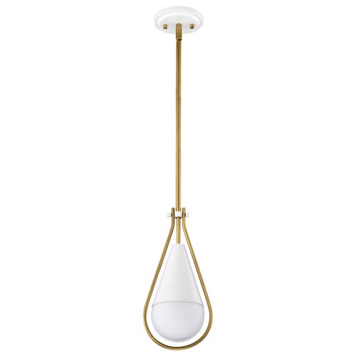 Main product image of Admiral 1 Light Pendant 6 Inches Matte White and Natural Brass Finish White Opal Glass