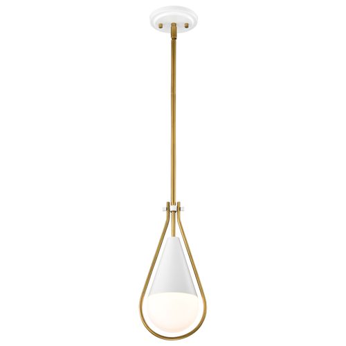 Main product image of Admiral 1 Light Pendant 6 Inches Matte White and Natural Brass Finish White Opal Glass