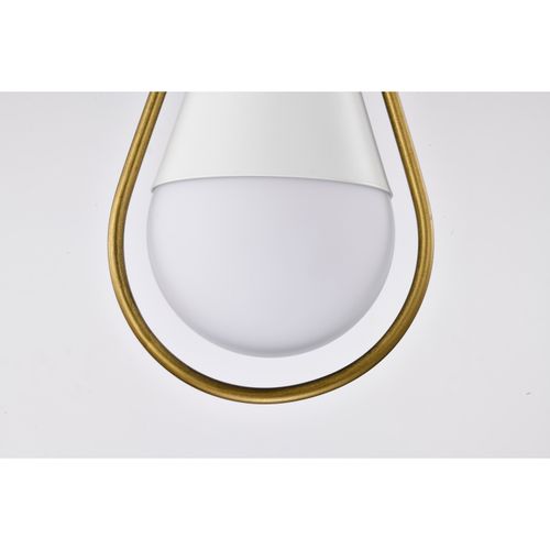 Main product image of Admiral 1 Light Pendant 6 Inches Matte White and Natural Brass Finish White Opal Glass