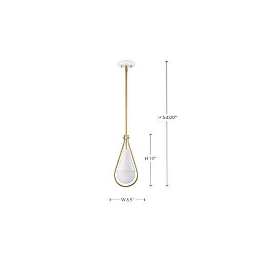 Main product image of Admiral 1 Light Pendant 6 Inches Matte White and Natural Brass Finish White Opal Glass