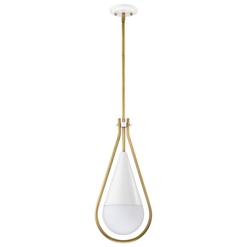 Main product image of Admiral 1 Light Pendant 10 Inches Matte White and Natural Brass Finish White Opal Glass