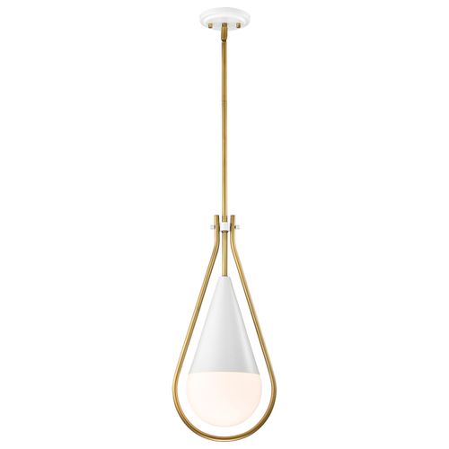 Main product image of Admiral 1 Light Pendant 10 Inches Matte White and Natural Brass Finish White Opal Glass