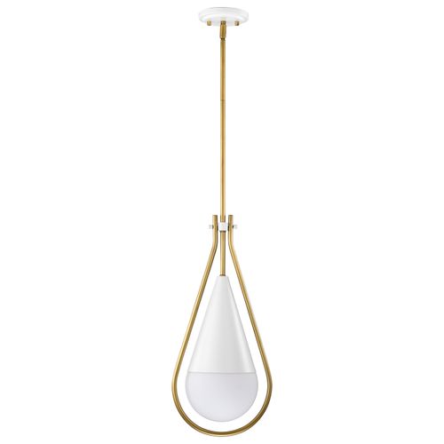 Main product image of Admiral 1 Light Pendant 10 Inches Matte White and Natural Brass Finish White Opal Glass