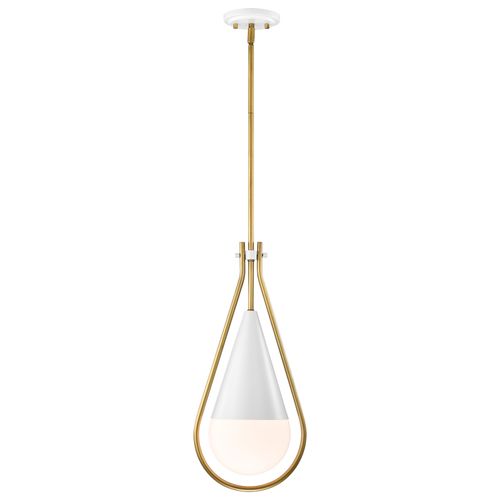 Main product image of Admiral 1 Light Pendant 10 Inches Matte White and Natural Brass Finish White Opal Glass