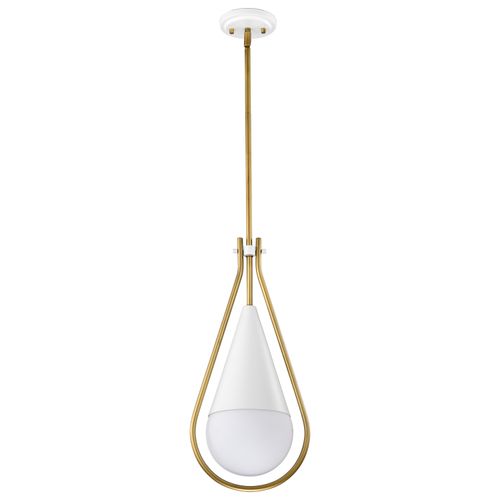 Main product image of Admiral 1 Light Pendant 10 Inches Matte White and Natural Brass Finish White Opal Glass
