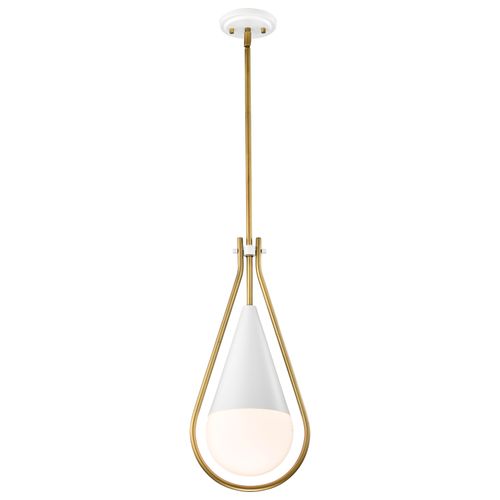 Main product image of Admiral 1 Light Pendant 10 Inches Matte White and Natural Brass Finish White Opal Glass