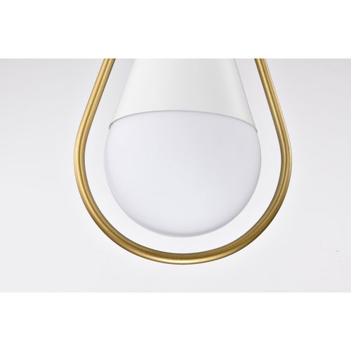 Main product image of Admiral 1 Light Pendant 10 Inches Matte White and Natural Brass Finish White Opal Glass