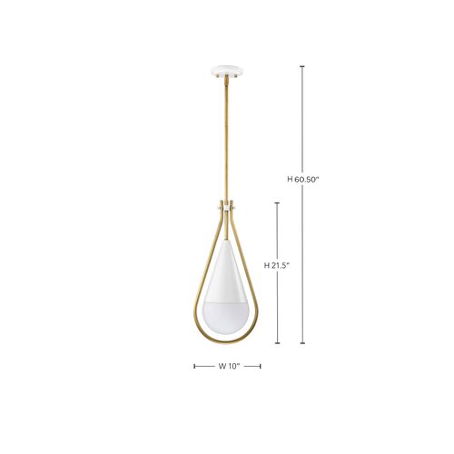 Main product image of Admiral 1 Light Pendant 10 Inches Matte White and Natural Brass Finish White Opal Glass