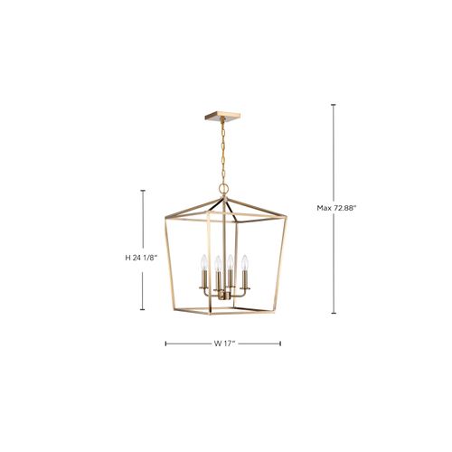 Main product image of Emma 4 Light Small Pendant Burnished Brass Finish
