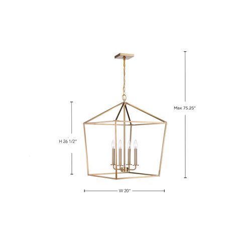 Main product image of Emma 4 Light Large Pendant Burnished Brass Finish