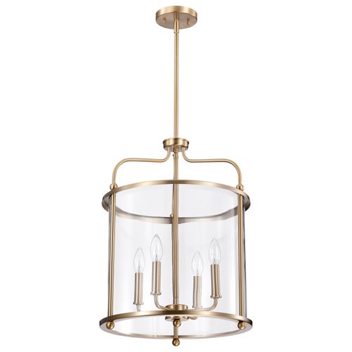 Main product image of Yorktown 4 Light Pendant Burnished Brass Finish Clear Glass