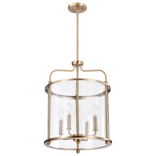 Main product image of Yorktown 4 Light Pendant Burnished Brass Finish Clear Glass