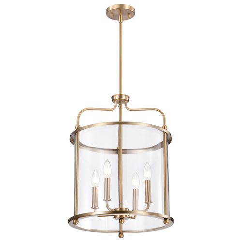 Main product image of Yorktown 4 Light Pendant Burnished Brass Finish Clear Glass